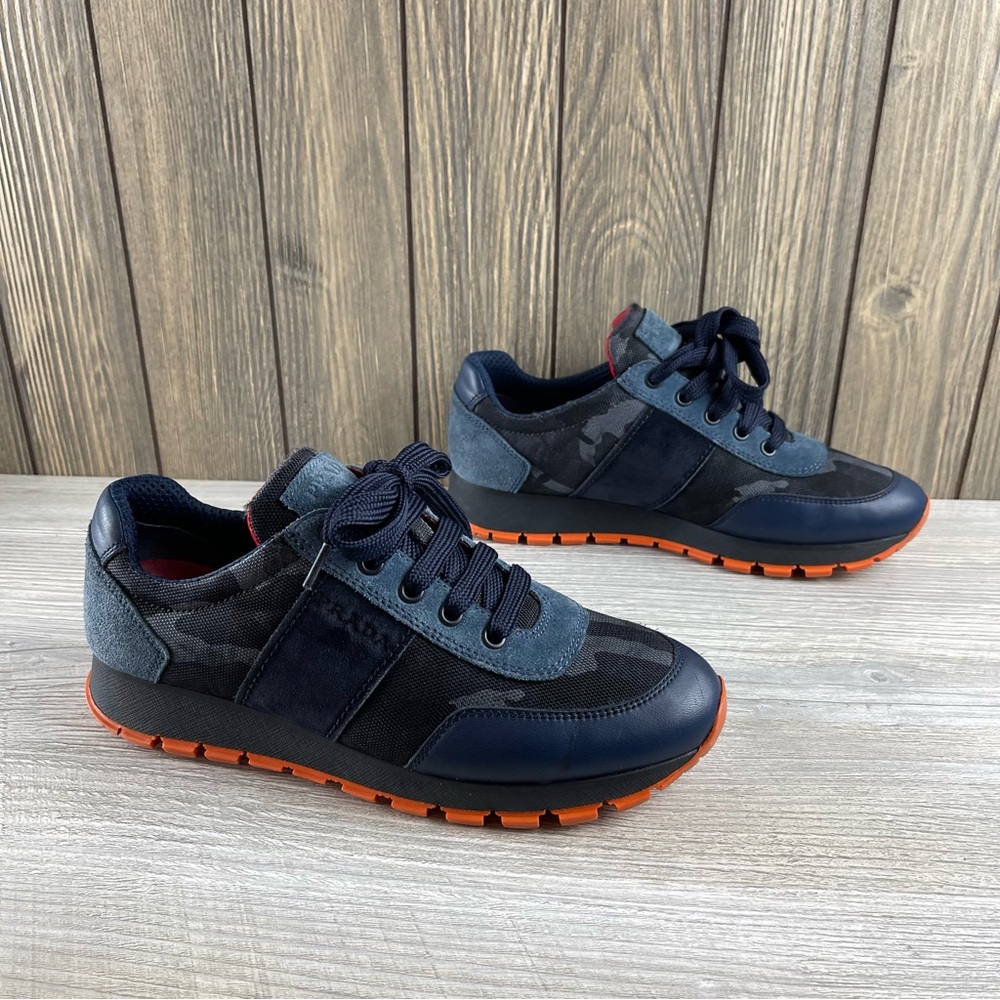 PRADA Women’s Designer Suede Nylon Camouflage Camo Sneakers Casual Shoes Sz:37.5 - Picture 9 of 16